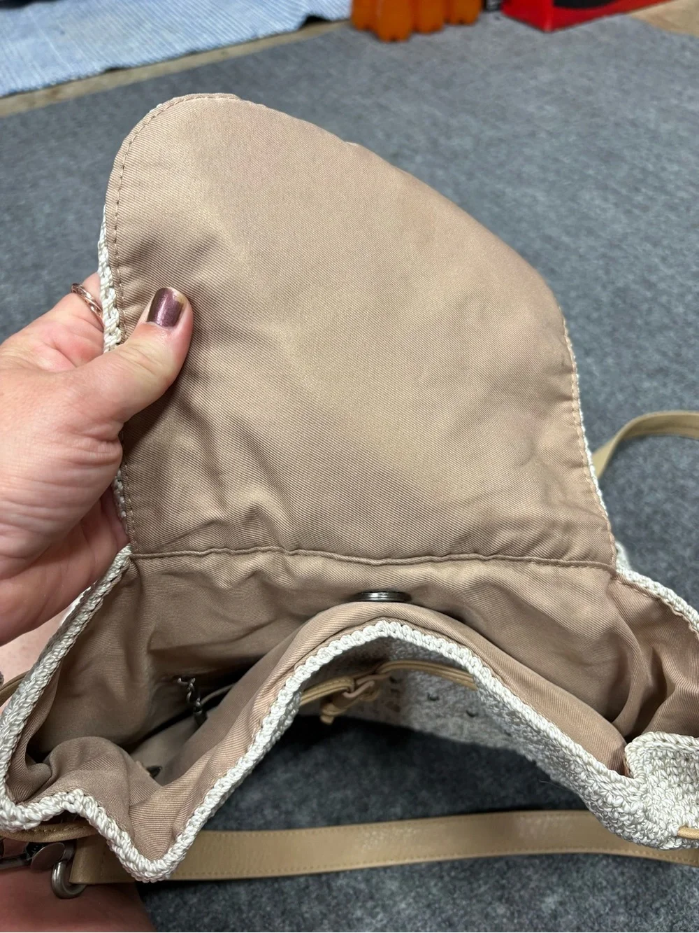 The Sak Cream Hand Crochet Backpack with Removable Strap